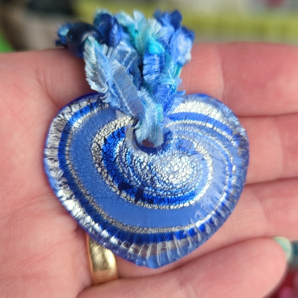 Blue glass Heart Necklace